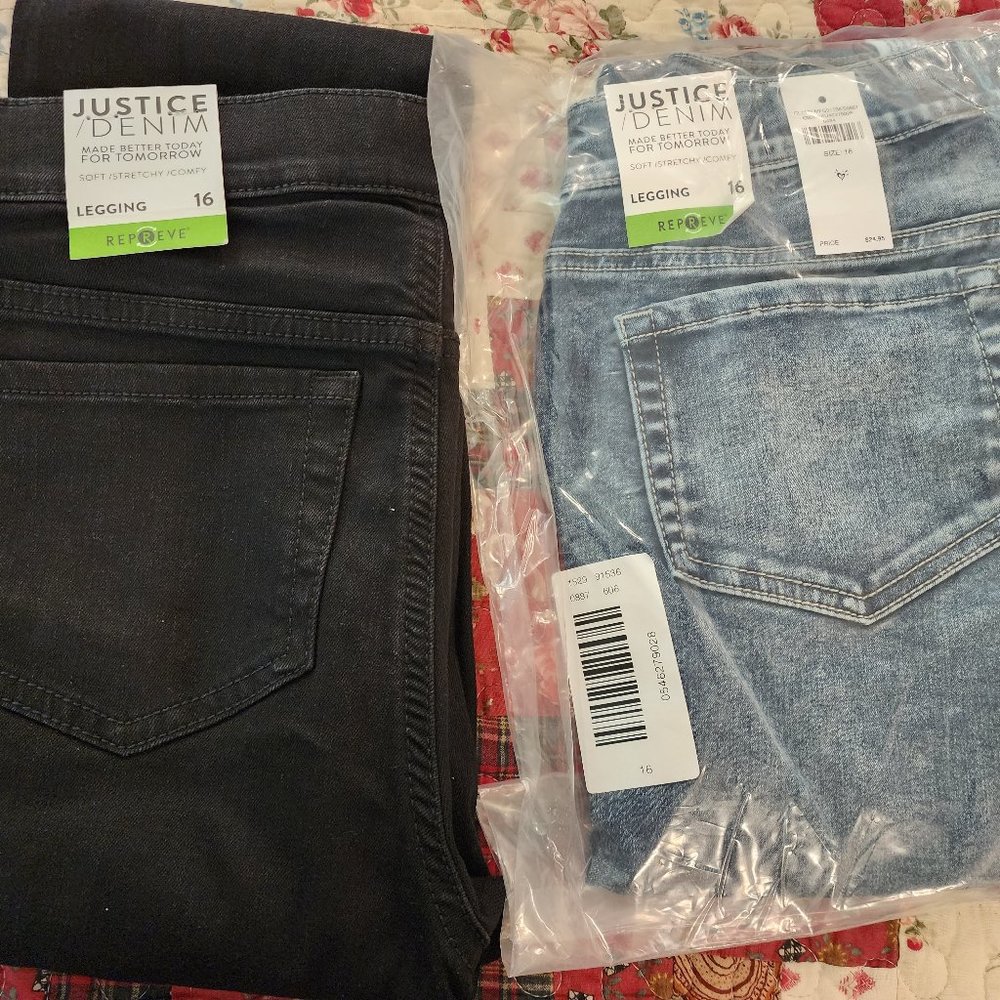 NWT Justice Denim Leggings 16